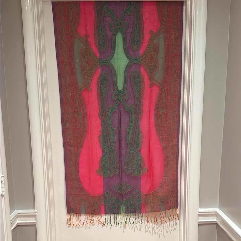 Vibrant Pink and Purple Scarf with Intricate Design